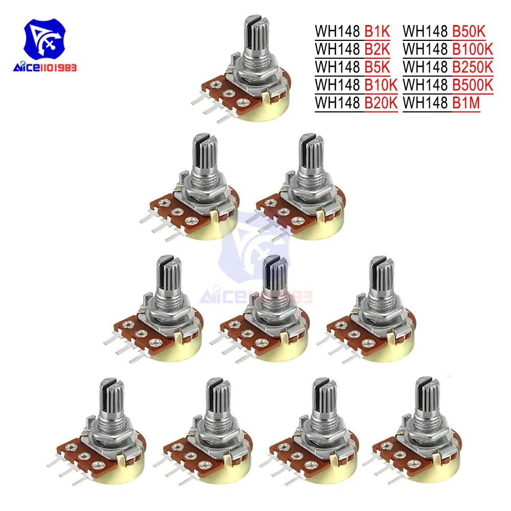 diymore Potentiometer Resistance 1K 2K 5K 10K 20K 50K 100K 250K 500K 1M Ohm 3Pin Linear Taper Rotary Potentiometer for Arduino