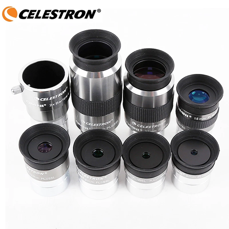 Celestron omni 4mm 6mm 9mm 12mm 15mm 32mm 40mm and 2x  eyepiece and Barlow Lens Fully Multi-Coated Metal Astronomy Telescope
