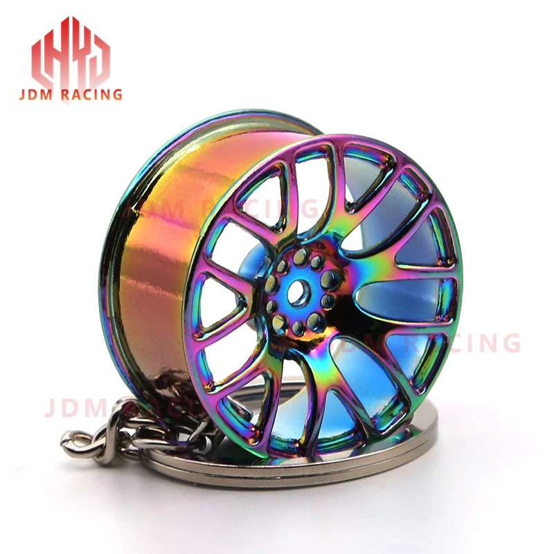 Hot Wheel Rim Key Chain Luxury Alloy Car Key Ring Keychain for Man Women hung in waist wrist   Keychain Modified wheel Keychain