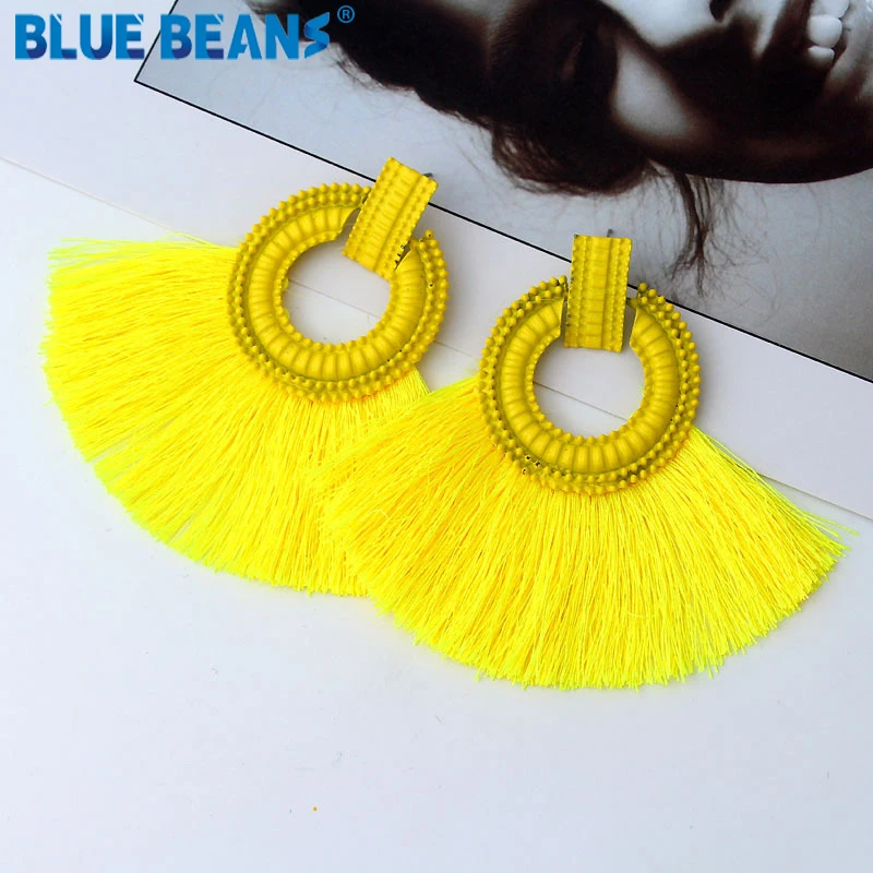 Tassle earrings boho accessories handmade jewelry long earring korean fashion bohemian christmas  yellow statement gold new