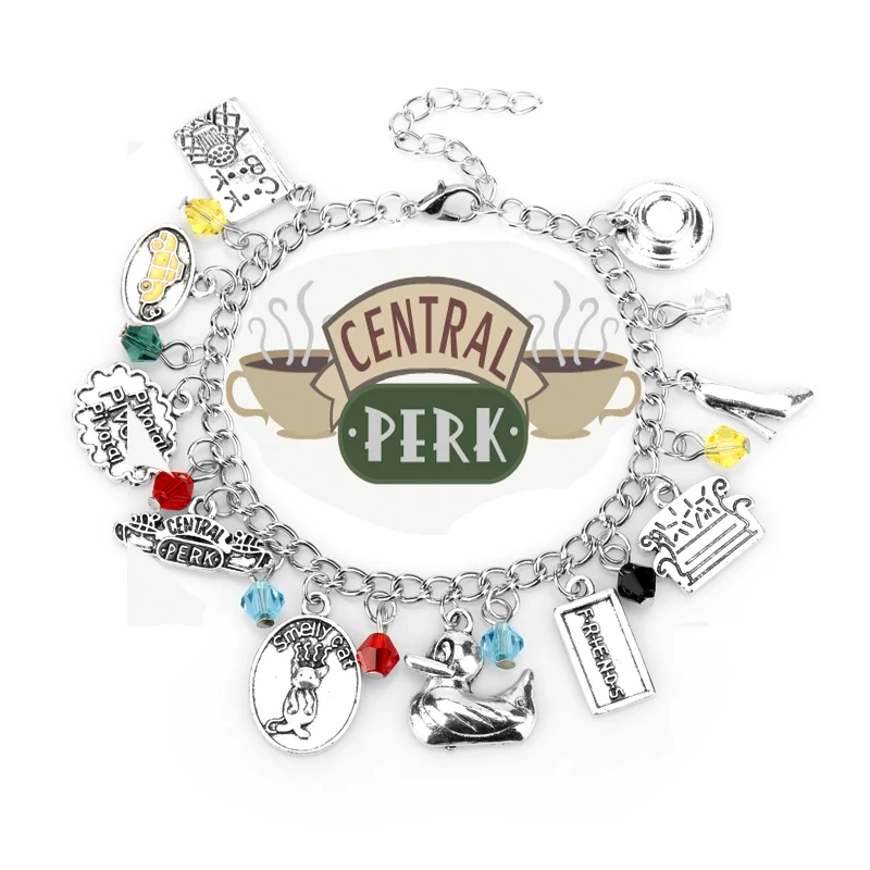 TV Show Central Park Friends Charm Bracelet Central Park Coffee Time Dangles Bracelets Friends Wristlet Women Girl Jewelry