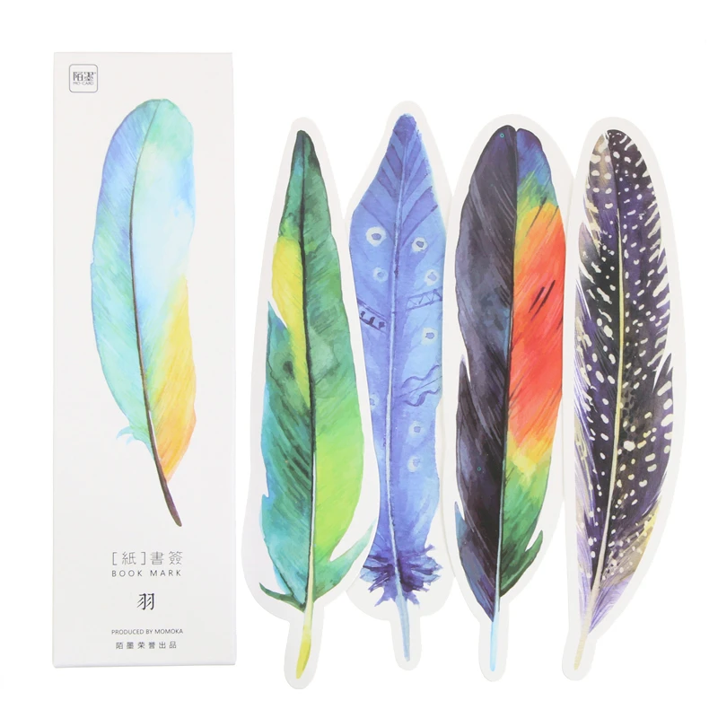 30pcs/Pack Cute Creative Colorful Feather Paper Bookmark Stationery Bookmarks Book Clip Office Accessories School Supplies