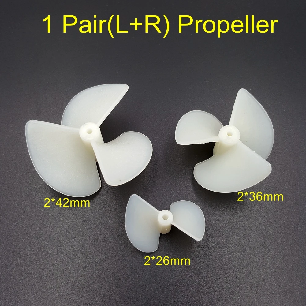 1Pair 26mm 28mm 36mm 42mm DIY Model Ship Power Boat Threeleaf Propeller for 2MM OD Motor Shaft