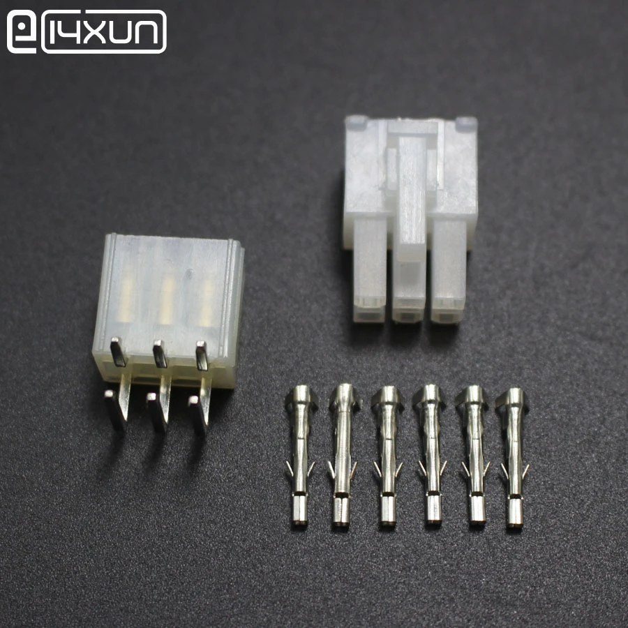 5sets 5557 5569 6P Bend Pin Wire Terminals Electrical Connector 4.2mm 6Pin Right Angle Plug jack for Car Auto PC ATX