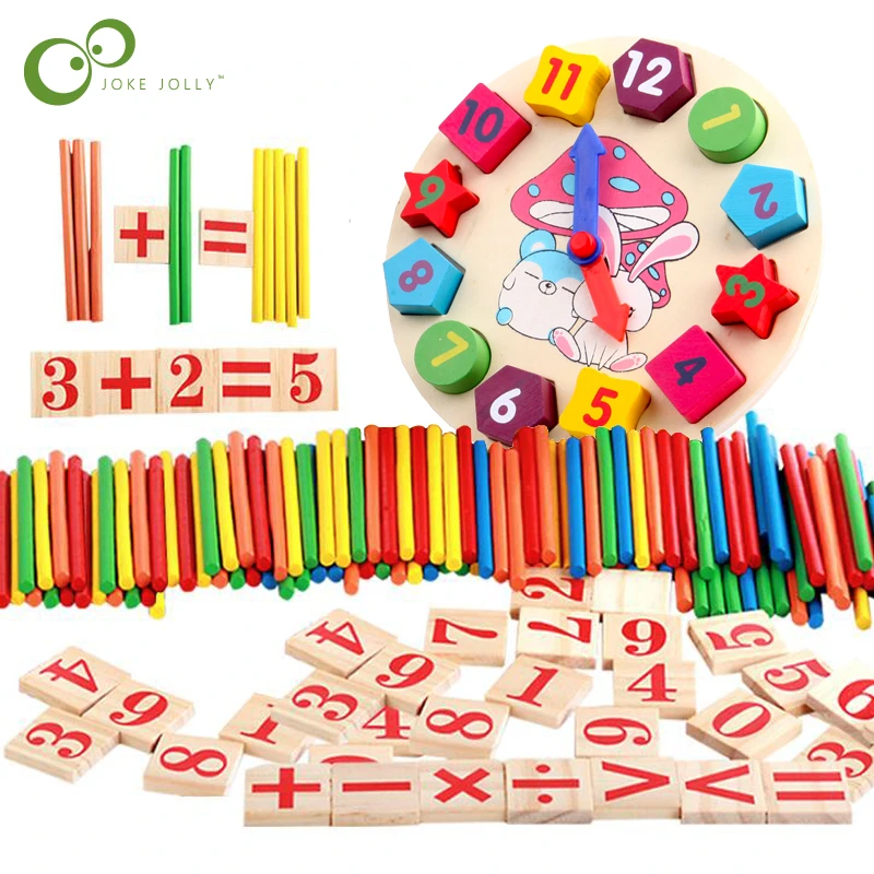 Colorful Bamboo Counting Sticks Clock Toy Mathematics Montessori Teaching Aids Counting Rod Kids Preschool Math Learning Toy GYH