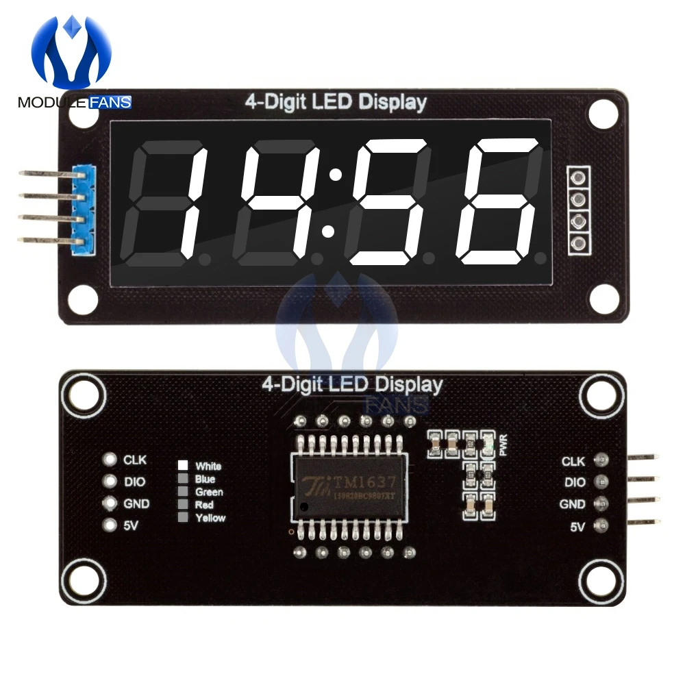 TM1637 4-Digit Digital LED 0.56 Display Tube Decimal 7 Segments Clock Double Dots Module 0.56 inch White Display For Arduino