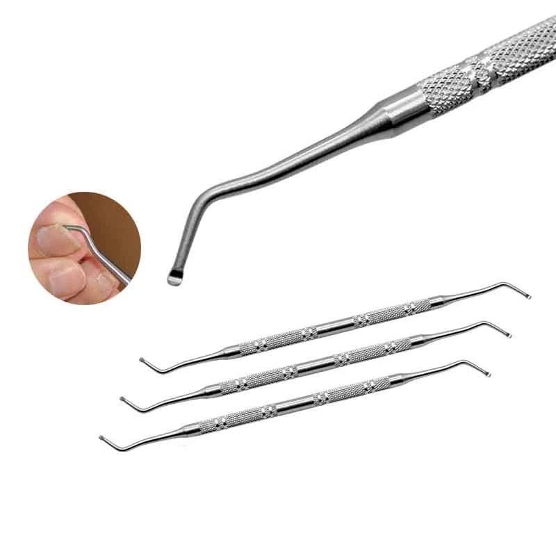 1PCS Metal 2ways Finger Dead Skin Push Nail Art Manicure Tools Stainless Steel Cuticle Pusher Remover Spoon Trimmer