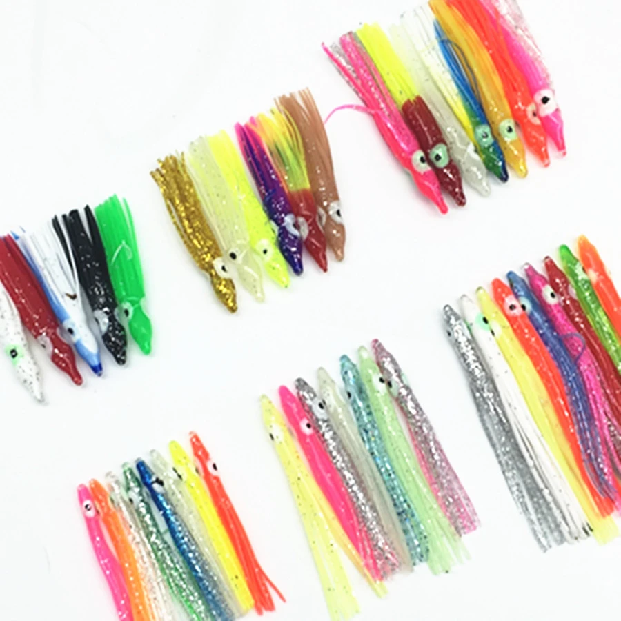 20Pcs*4cm/5cm/6cm/7cm Luminous Needle-shaped Squid Skirts Soft Octopus Baits Lures Tackle Craft for Jigging