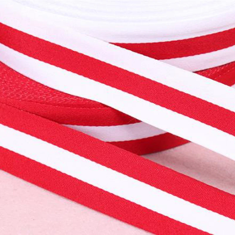 High quality White and red polyester striped Grosgrain Ribbon DIY Belt Clothing accessories handmade sewing accessoriesdiy belt