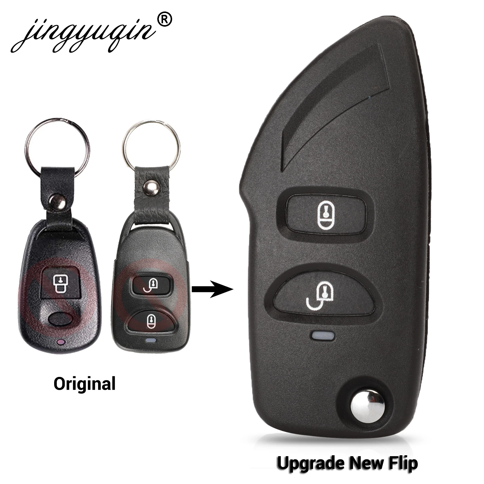 jingyuqin Upgrade Style 2 Buttons Remote Flip Key Shell For Hyundai Elantra Santa Fe Eagle Terracan Atos  Trajet Fit Kia Carens