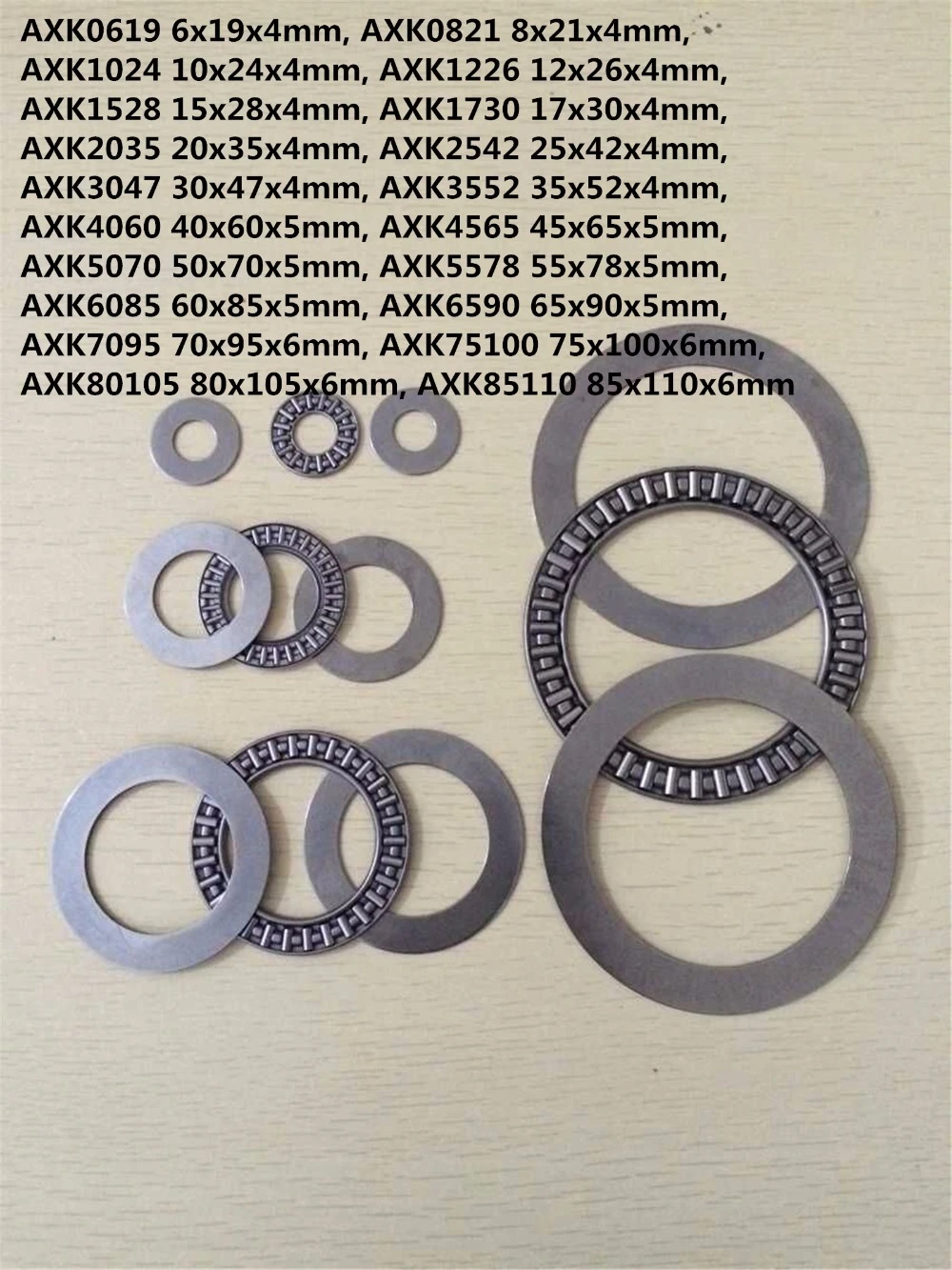 1PC AXK0619 AXK0821 AXK1024 AXK1226 AXK1528 To AXK5070 + 2AS Needle Roller Bearing Thrust Bearing + 2 Washers