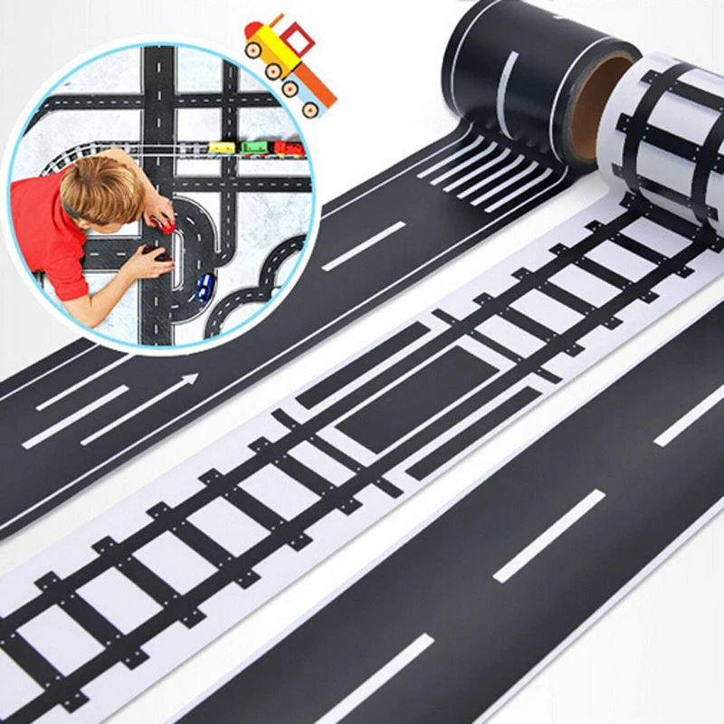 Railway Road Traffic Tape Washi Tape Sticker DIY Road Traffic Road Adhesive Masking Tape Car Stickers For Kids Toy Car Train