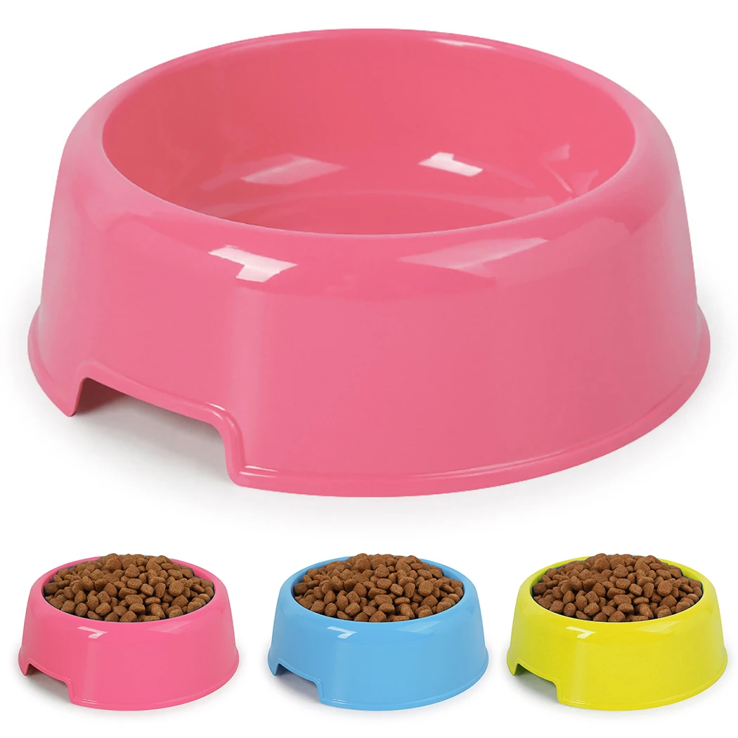 1Pc High Quality Solid Color Pet Bowls Candy-Colored Lightweight Plastic Single Bowl Small Dog Cat Pet Bowl Pet Feeding Supplies