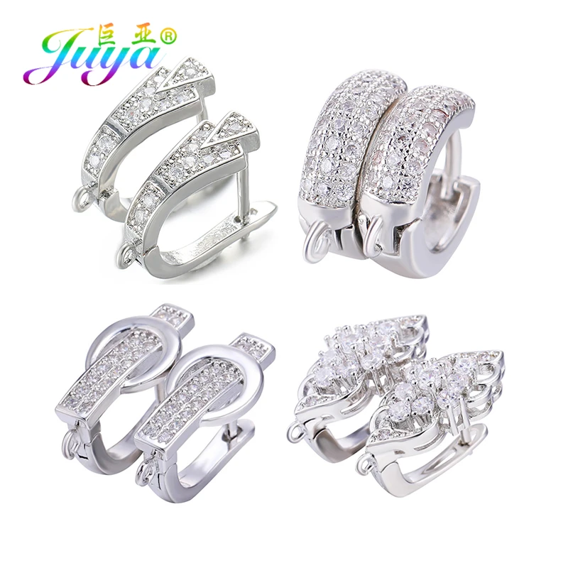 Juya DIY Fine Jewelry Material Supplies Handmade Earwire Gold/Silver Color Earring Hooks Accessories For Luxury Earrings Making