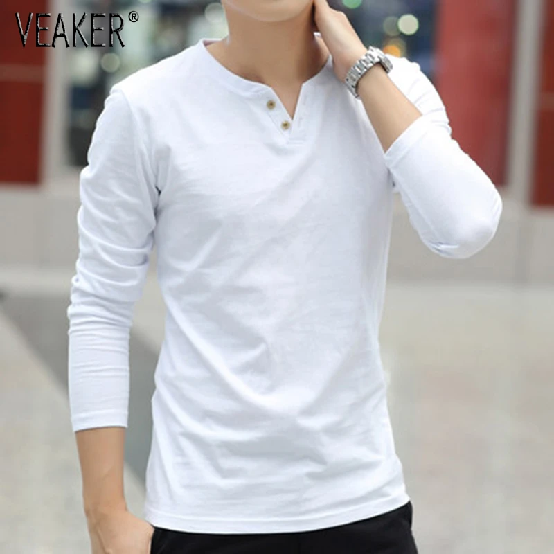 2020 New Men's Autumn Linen t shirts Male Long Sleeve Chinese Style Tops tshirt Solid Color White Linen Cotton t shirt M-3XL