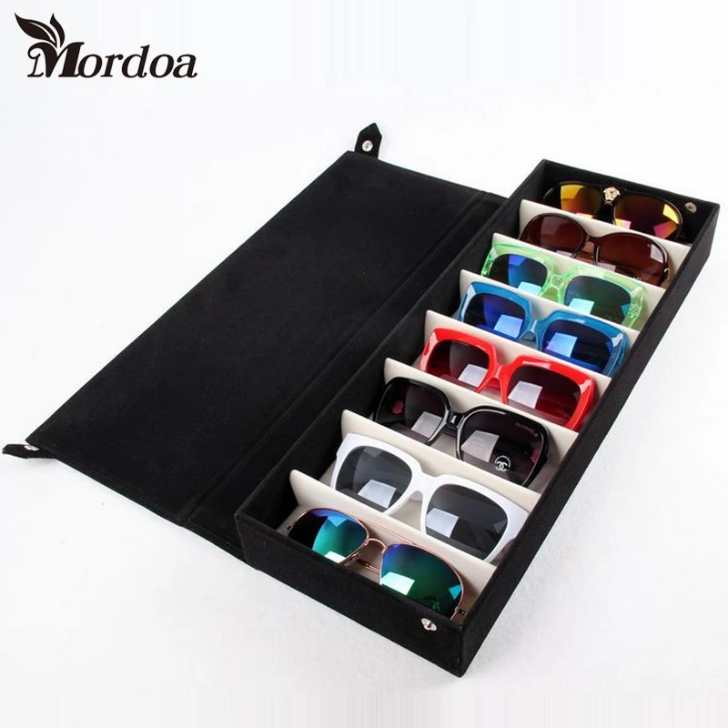 2017 New 8 Grids Storage Display Grid Case Box for Eyeglass Sunglass Glasses Jewelry Showing Case With Rack Cove 48.5x18x6CM