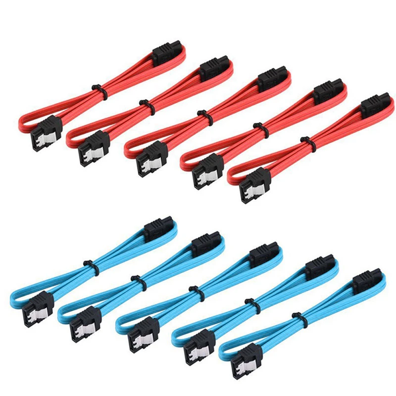 5pcs 18 Inch straight-through connector SATA 3.0 III High Speed 6.0 Gbps Data Cable with Locking Latch Q99 DJA99