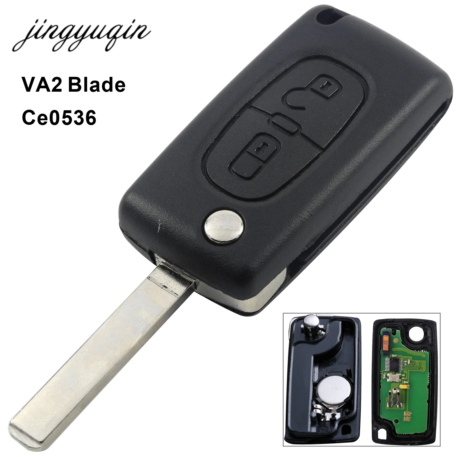 jingyuqin 2 Button VA2 Car Key For Citroen C2 C3 C4 PICASSO Remote Alarm Flip Auto Key Fob 433MHz ID 46 PCF7961 ASK Ce0536