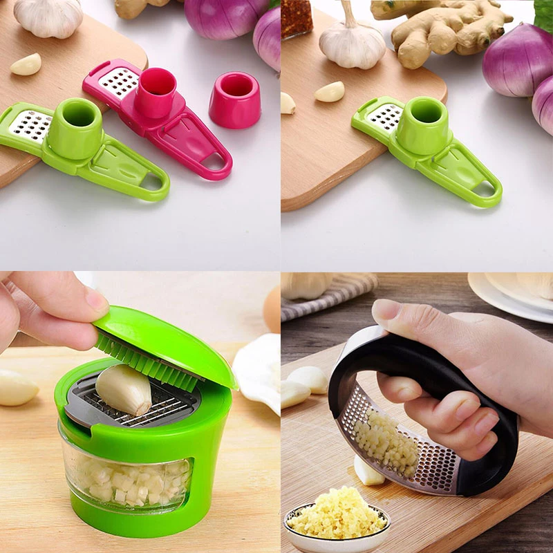 1pcs Stainless Steel Garlic Presses Manual Garlic Mincer  Garlic Tools Curve Fruit Tools Kitchen supplies Gadgets