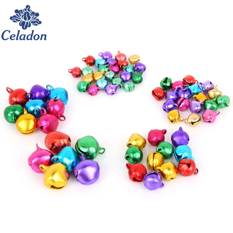 Pick 6mm 8mm 10mm 12mm 14mm Mix Colors Loose Beads Small Jingle Bells Christmas Decoration Gift Wholesale
