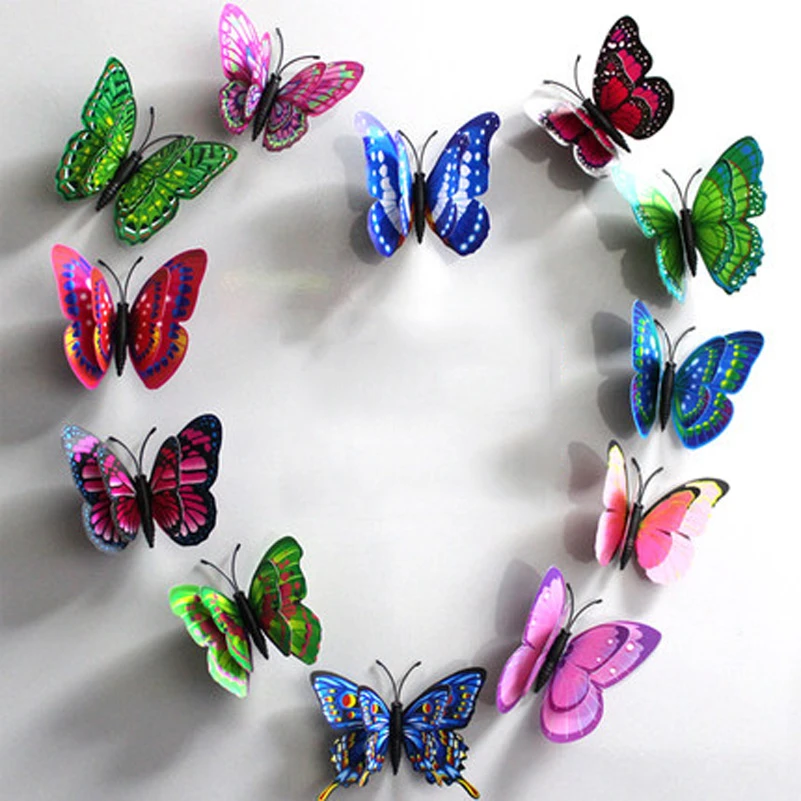 10pcs  Artificial Butterfly Luminous Fridge Magnet for Home Christmas Wedding Decoration