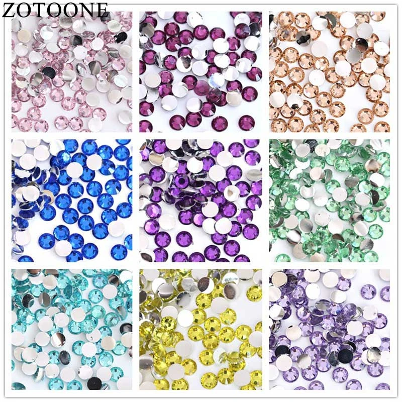 ZOTOONE 2-6mm 1000Pcs Colorful Resin Flat Back Sew On Rhinestone Trim Stickers Accessories Applique Rhinestone Nail Art Decor C