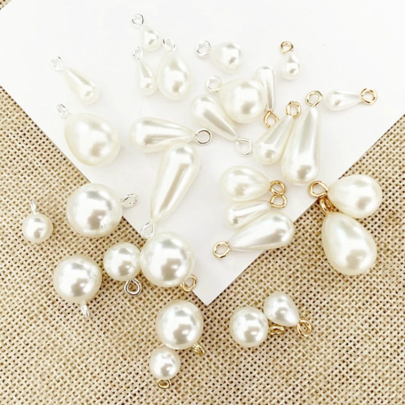 10 Pcs Round Water Drop Imitation Pearl Charms For Jewelry Making Supplies Diy Earrings Pendants Accessories Materials