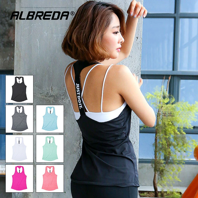 ALBREDA Women yoga sport vest Professional sleeveless Quick Drying Fitness Running Tank Top Gym Yoga shirt fitness Vest 6 colors