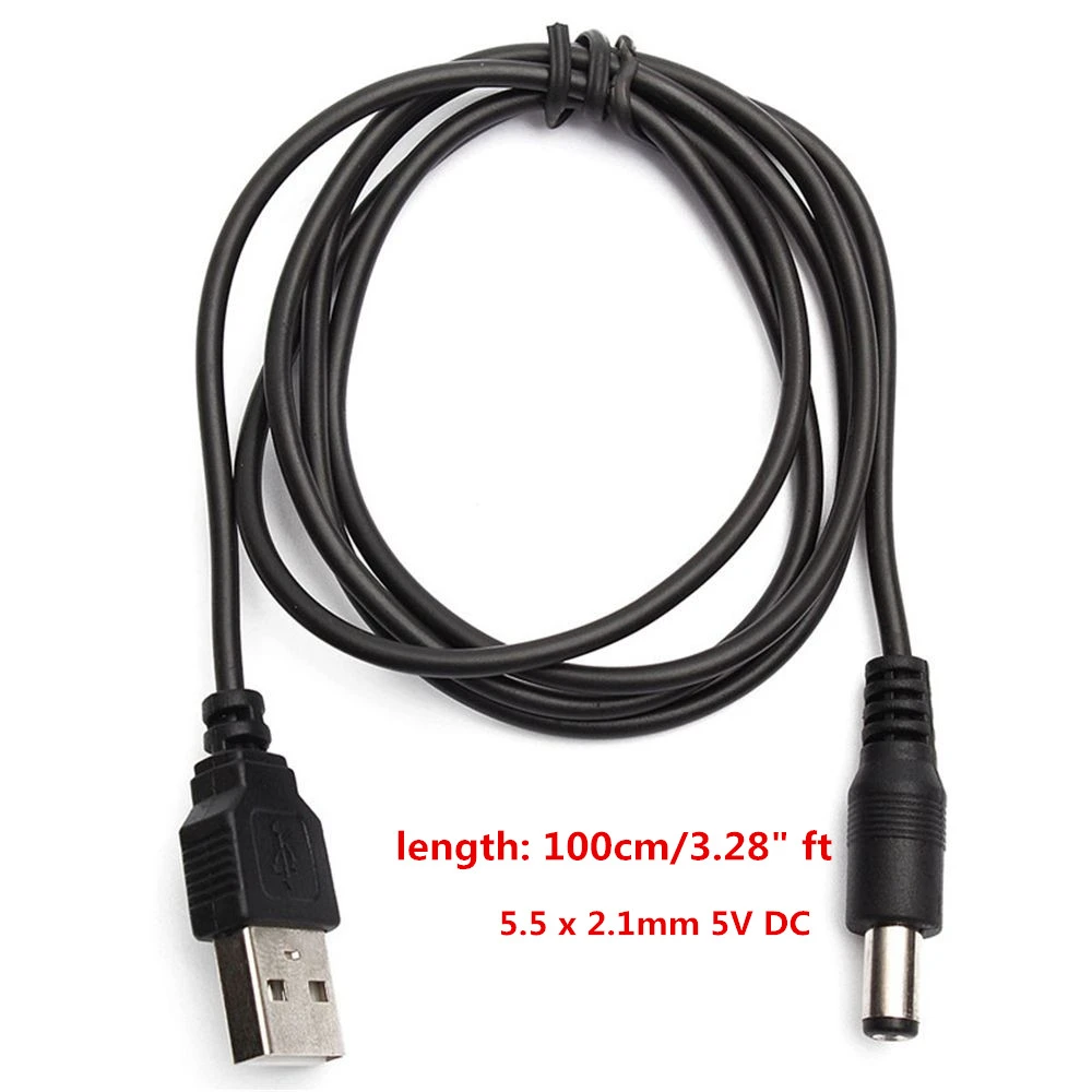 100cm Length Best Black USB Port 5V 5.5*2.1mm DC Barrel Power Cable Connector For Small Electronics Devices usb extension cable
