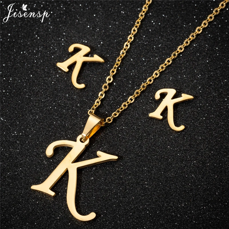 Jisensp Personalize A-Z Letter Alphabet Pendant Necklace Gold Chain Initial Necklaces Charms for Women Jewelry Dropshipping