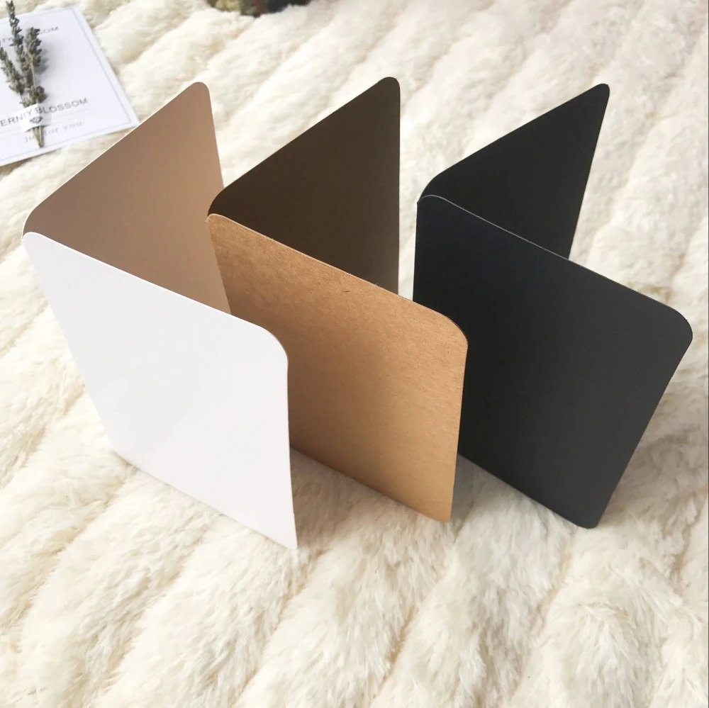 10pcs/set Vintage Kraft Paper Blank Cards Folded Greeting Card Painting Handmade DIY Cards Blank Christmas Card