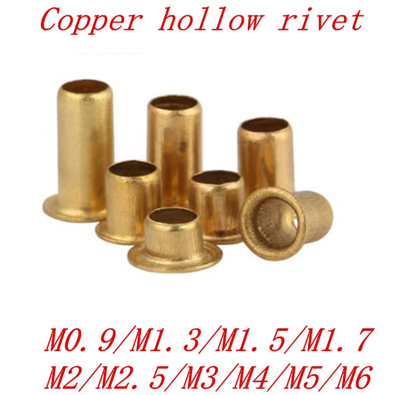 100-500pcs M0.9 M1.3 M1.5 M1.7 M2 M2.5 M3 m4 m5 m6 Tubular Rivets Double-sided Circuit Board PCB Nails Copper Hollow Rivet Nuts
