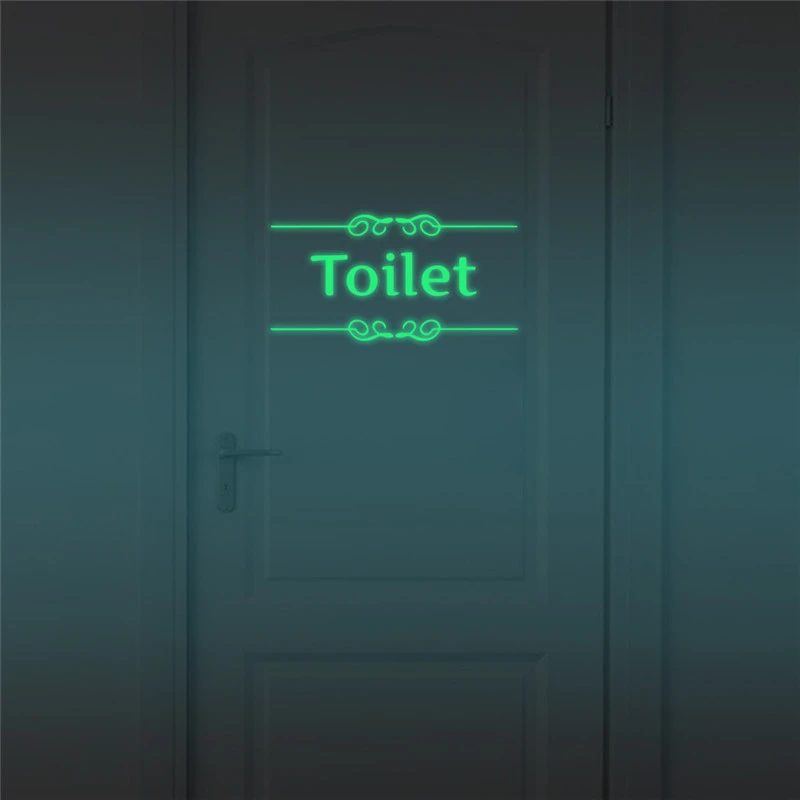 Luminous Toilet Wall Sticker Bathroom Glow in the dark Door stickers Decor WC Indoor Vinyl Decals Vintage Wall  Decoration