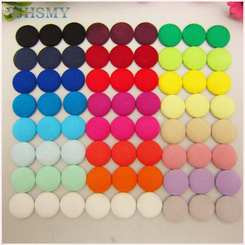 YJHSMY 24 Style 72 pcs mix/Lot 15mm Solid Fabric Covered Cloth Flat back Buttons, garment accessories,Diy BK025