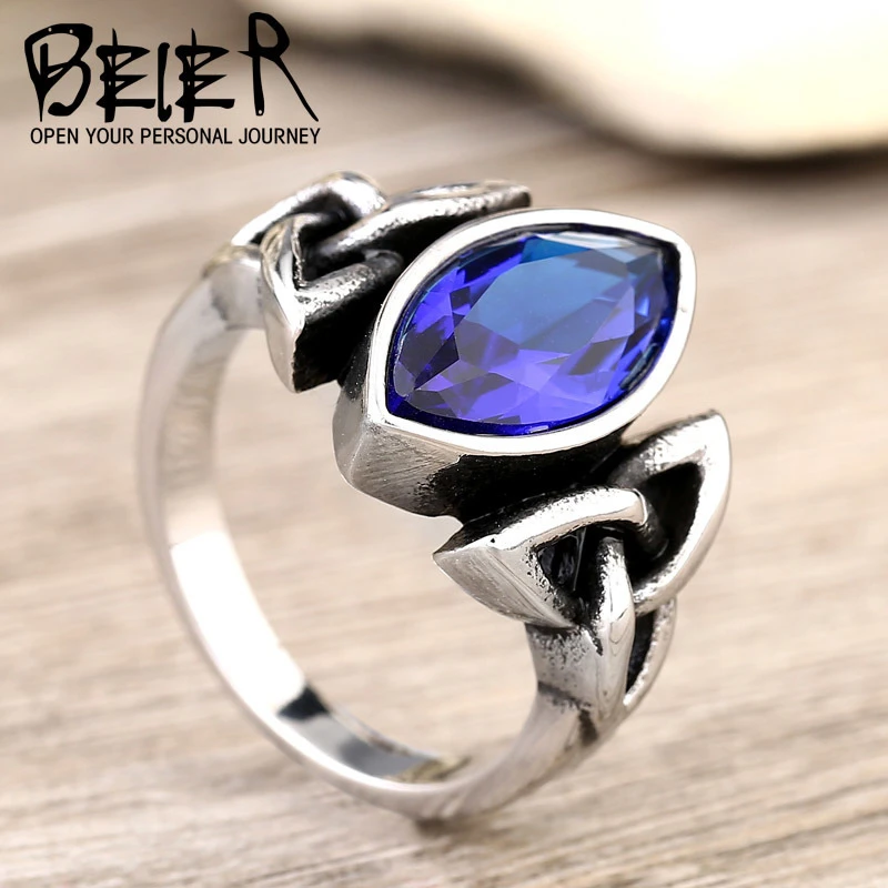 Beier 316L Stainless Steel Viking Men Ring Knot Rune Norse Jewelry Exquisite Ring LLBR8-269R