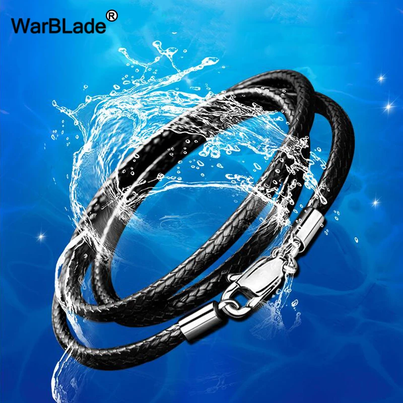Jewelry Accessories Necklace Cord 1.5mm 2mm 3mm Black Leather Cord Wax Rope Chain Stainless Steel Lobster Clasp For DIY Necklace