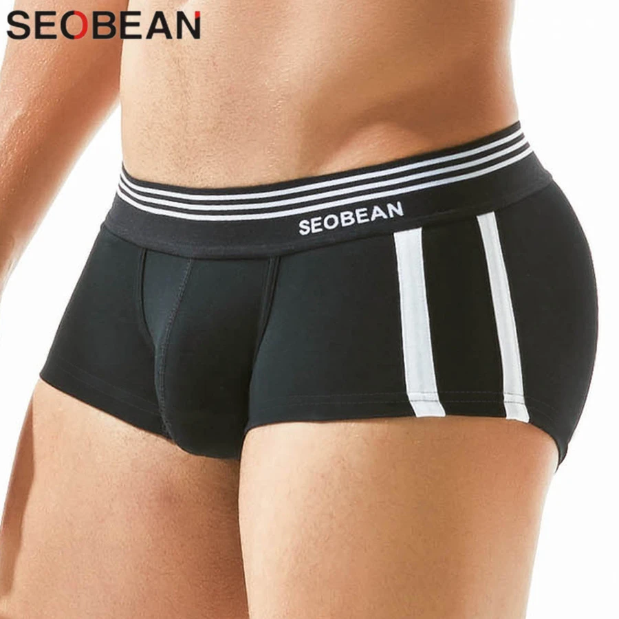 SEOBEAN Brand Male Underwear Breathable Cotton Boxer Men Panties U Convex Pouch Sexy Underpants Low Waist Boxers Shorts Homme