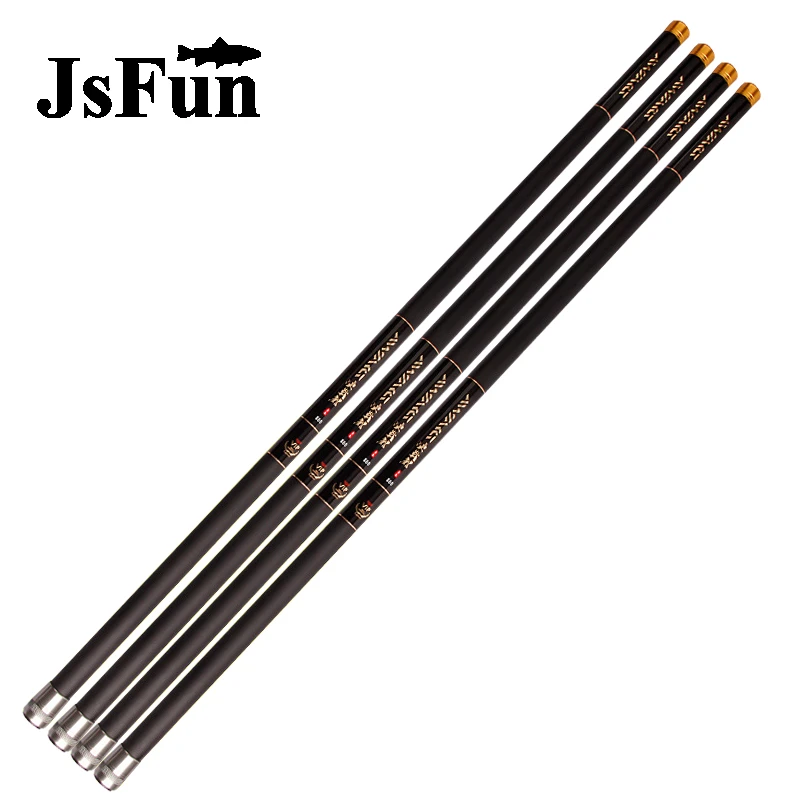 JSFUN 8m 9m 10m 11m 12m 13m Fishing rod Carbon Fiber Telescopic 75cm Portable Power Hand Rod Winter Fishing + Spare 3 tips FG132