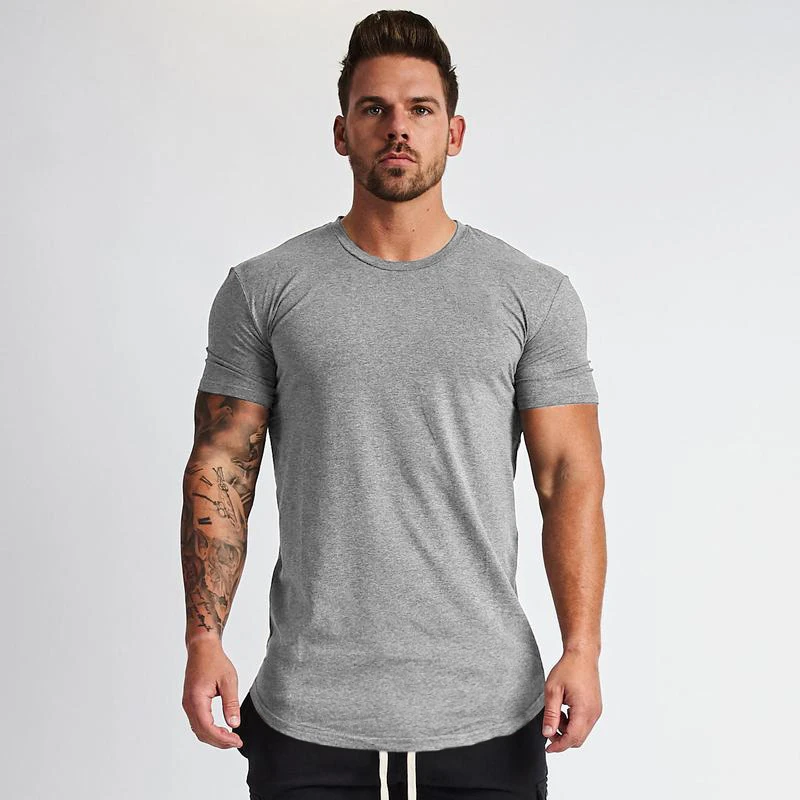 Muscleguys New Plain Clothing fitness t shirt men O-neck t-shirt cotton bodybuilding tee shirts slim fit tops gyms tshirt Homme
