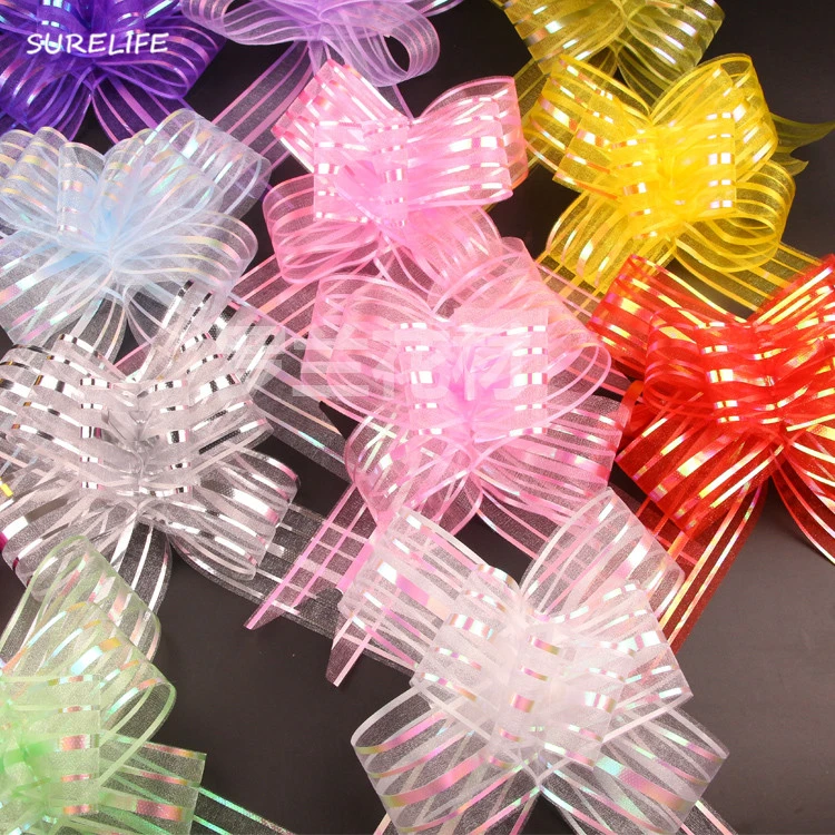 100pcs/lot 1.8/3/5cm Gift Packing Pull Bow Ribbons Gift Wrapping Wedding Party Decoration Pullbows