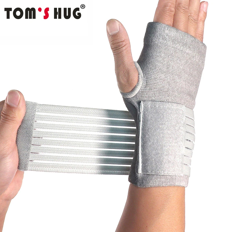 Tom's Hug Professional Sports Wristbands Wrist Support 1 Pcs Pressurizable Bandage Palm Protect Wrist Brace Wristband Grey