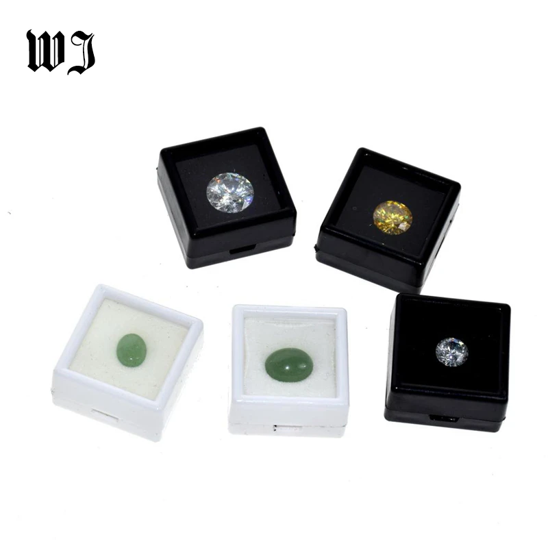 Wholesale Gemstones Diamonds Box Loose Diamond Jewelry Display Case Holder Gem Show Storage Container Box Plastic White & Black
