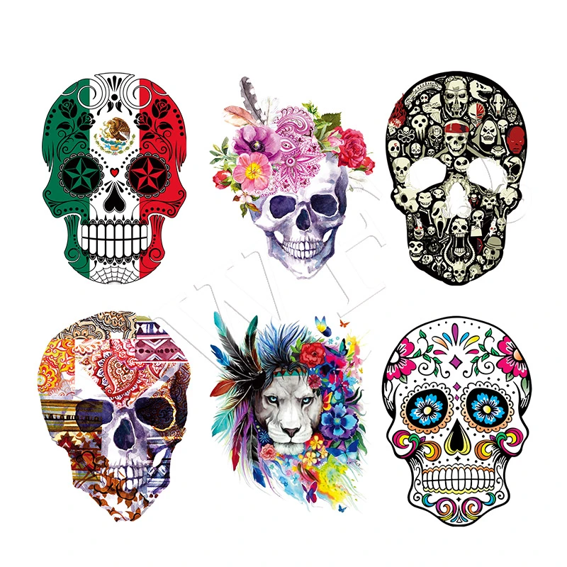 Hiphop DIY Patches Clothes Stickers Iron-on Parches For Clothing West Coast Skull Patch Sticker Heat Transfer Badges Appliques