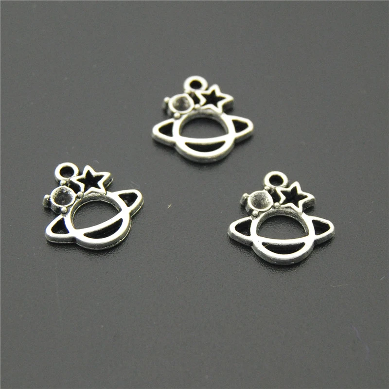 100pcs  Silver Color Plated Earth Star Pendant Charms Jewelry Findings For DIY Necklace Bracelet