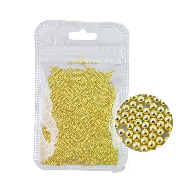 1Bag=10g Mini Caviar Metal Beads Steel Ball Nail Stud Caviar Gold/Silver/Rose Gold 3D Micro Ball Nail Art Charm