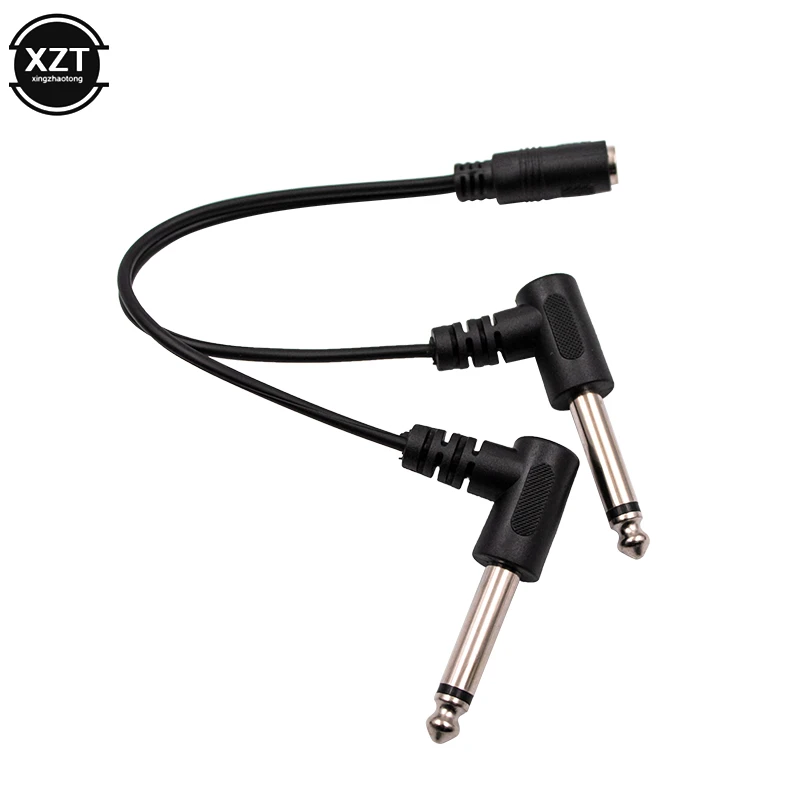 3.5mm 1/8 inch TRS Stereo Female Jack to Dual 1/4 6.35mm Male Plug Mono TS Right Angle Audio Y Splitter Cable High Quality