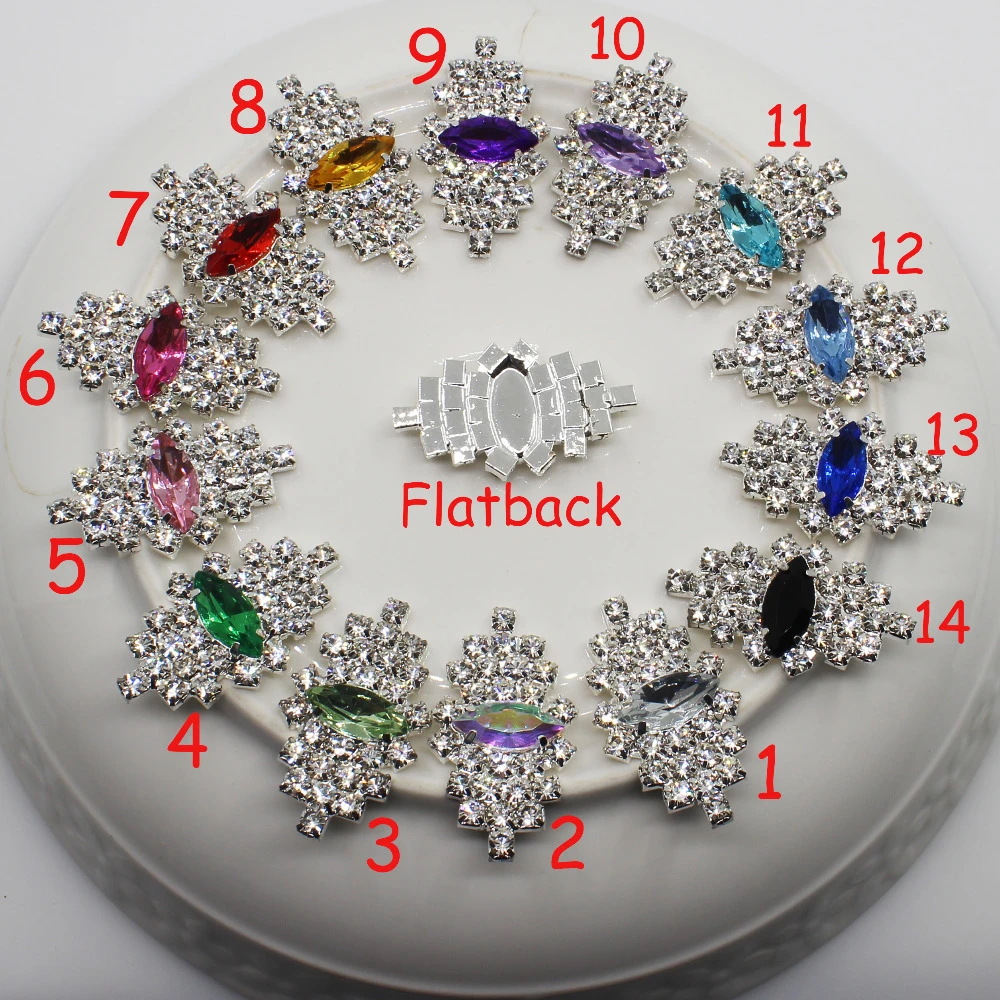 Flatback New Butterfly 10PC 20*35mm Silver Mix Color Rhinestone Buttons Crystal Coats Suits Decorative Deduction DIY Crafts