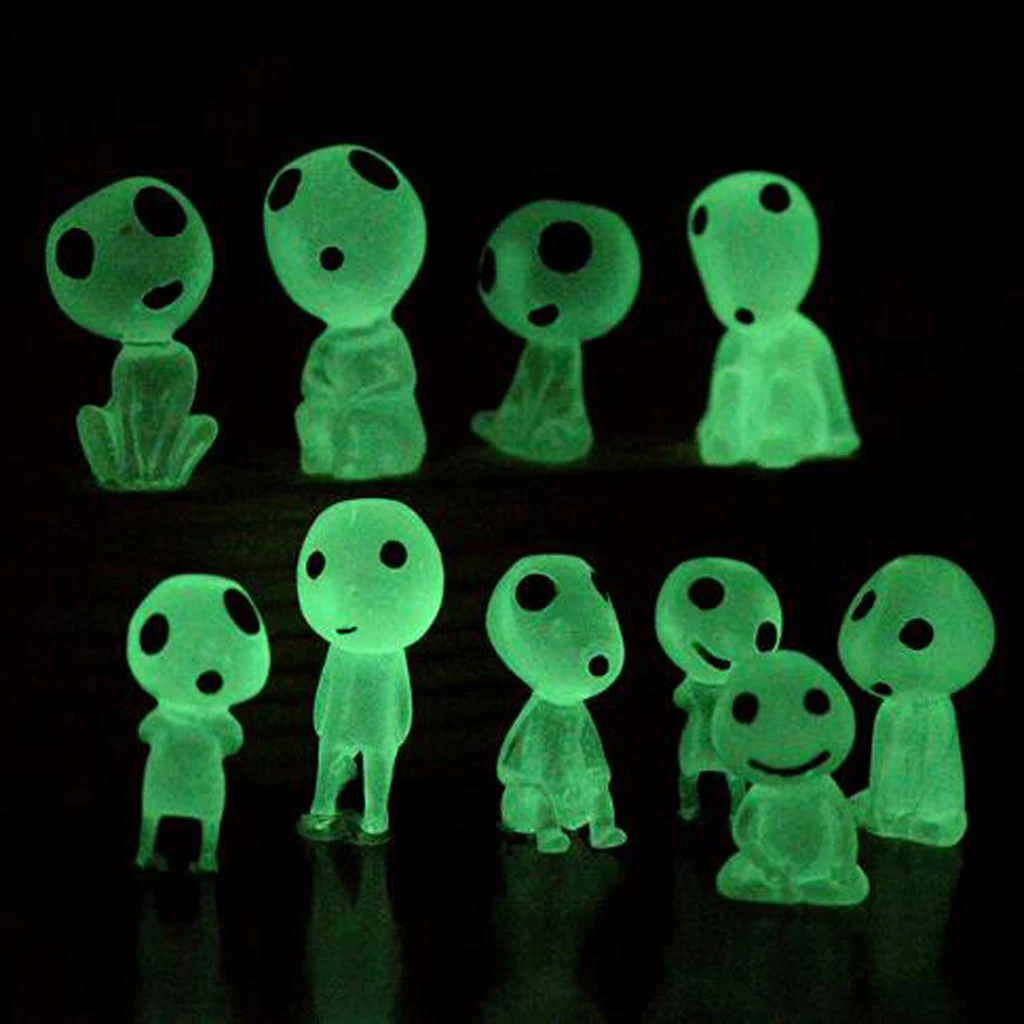 10Pcs Miniature Bonsai DIY Resin Crafts Terrarium Figurine Fairy Garden Ornament Luminous Tree Elves Doll Decor