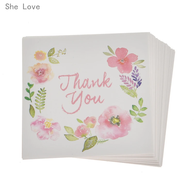 Chzimade 50Pcs THANK YOU Flowers Paper Card Rewards Gift Bouquet Decorations for Wedding