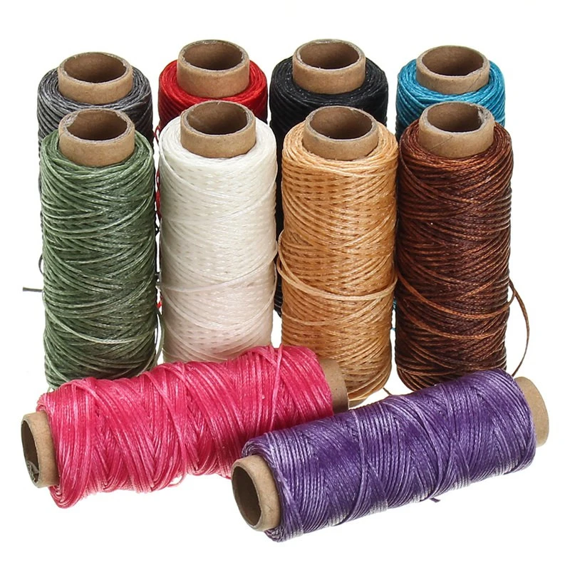 Durable 50 Meters 1mm 150D Waxed Thread Cotton Cord String Strap Hand Stitching Thread for Leather Handicraft Tool Material